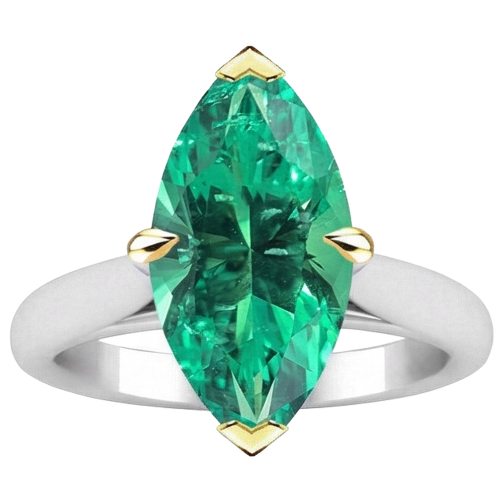 Smeraldo Fine Anello con Pietra Preziosa – vista frontale