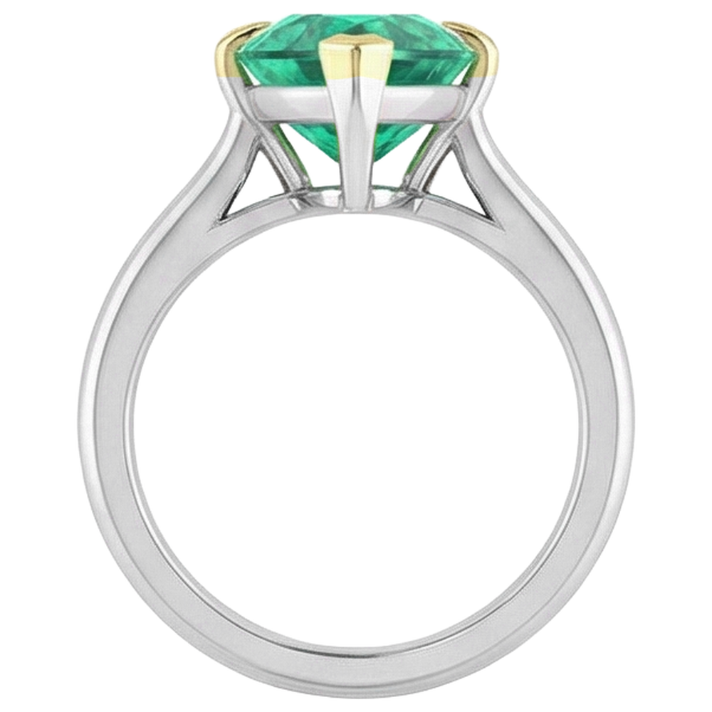 Smeraldo Fine Taglio Marquise Anello con Pietra Preziosa in Oro 14 Carati Bicolore – vista dall'alto