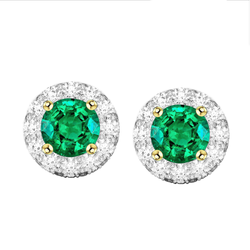Smeraldo Fine GIA-Certificato Gemstone Earring 2 carati in Oro