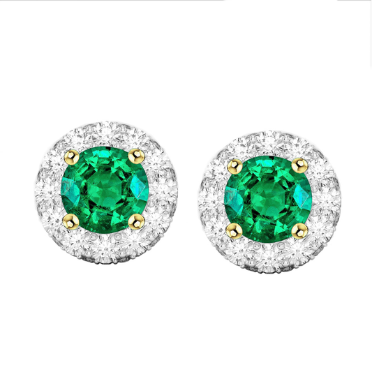 Smeraldo Fine Gemstone Earring 2-carati Oro Bicolore 14K – vista principale