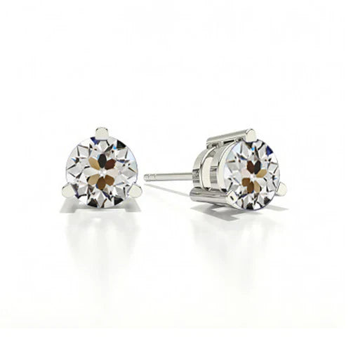 Diamante Taglio Old Mine Orecchini a Lobo in Oro Bianco 14K – vista principale