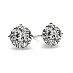 Orecchini a Lobo Oro 14 Carati Bianco – Diamante Fine Taglio Old