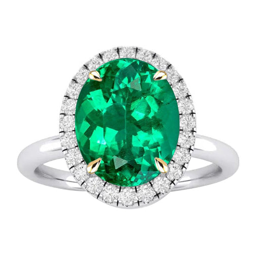 Smeraldo Anello Pietra Colorata 3,50-carati Oro Due Toni 14K – vista principale