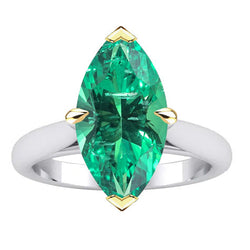 Brillante Castone Cattedrale Smeraldo Fine Anello con Pietra