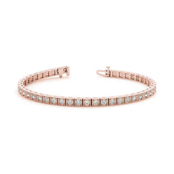 Sparkling Taglio Rotondo Bracciale Milgrain In Oro Rosa 14K Con Vero Diamanti 4.40 Ct.