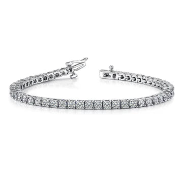 Sparkling Taglio Rotondo Vero Diamanti Bracciale Tennis Oro Bianco 5 Carati