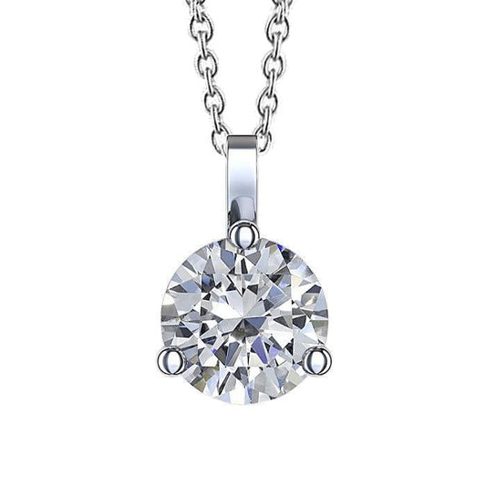 Splendida Collana Con Ciondolo In Oro Bianco 14K Con Genuino Diamante Taglio Rotondo Da 4 Ct