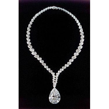 Splendida Collana Di Vero Diamanti A Pera In Oro Bianco 38 Carati 14K