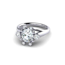 Splendida Fede Nuziale In Oro Bianco 14K Con Vero Diamante Rotondo Da 2.50 Ct