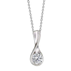 Splendida Collana Con Ciondolo Solitario Con Genuino Diamante Rotondo Da 1 Carato F Vs1 WG In Oro Bianco 14K