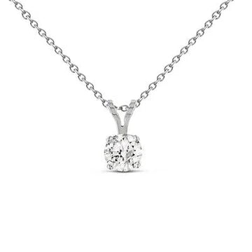 Splendida Collana Con Ciondolo Solitario Con Vero Diamante Rotondo Da 3 Carati In Oro Bianco 14K