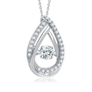 Splendida Collana Con Pendente Con Vero Diamanti Tondi 1.18 Carati Brillante WG In Oro Bianco 14K