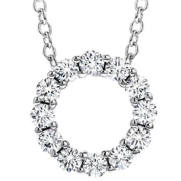 Splendida Collana Pendente Con Vero Diamanti Tondi Da 2,40 Carati In Oro Bianco 14K