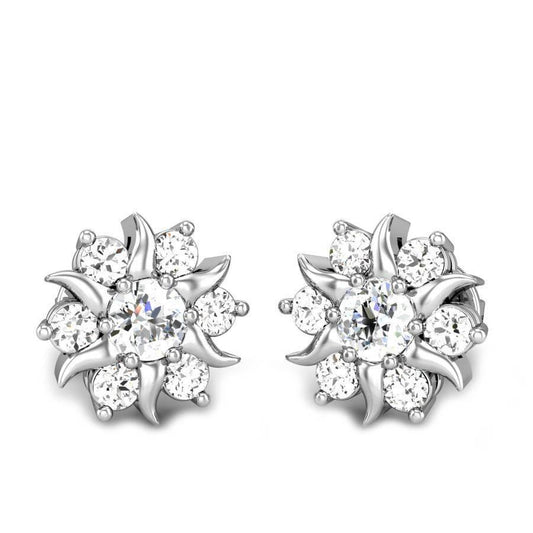 Splendidi Orecchini A Lobo A Forma Di Fiore Con Genuino Diamanti A Taglio Rotondo Da 3.40 Ct