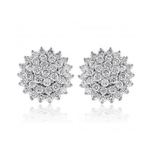 Splendidi Orecchini A Lobo Con Genuino Diamante Rotondo Da 3.70 Carati In Oro Bianco 14K