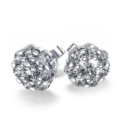 Splendidi Orecchini A Lobo Con Genuino Diamante Taglio Rotondo Da 4,10 Carati, Oro Bianco 14K Con Alone