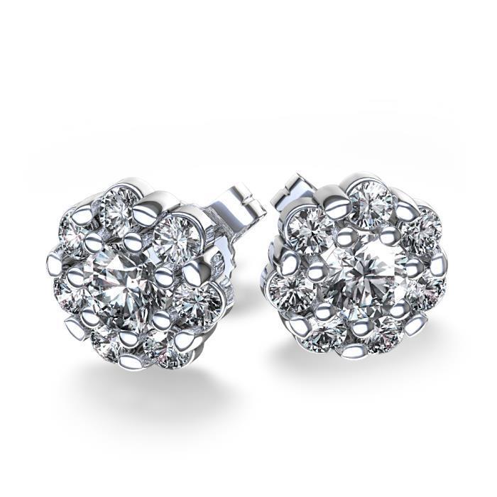 Splendidi Orecchini A Lobo Con Genuino Diamante Taglio Rotondo Da 4,10 Carati, Oro Bianco 14K Con Alone
