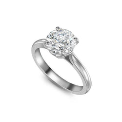 Splendido Anello Con Vero Diamante Solitario A Taglio Rotondo Da 2,75 Ct A 4 Griffe