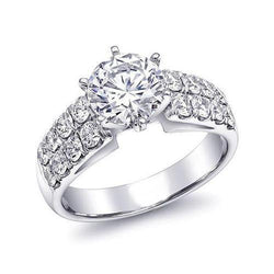 Splendido Anello Di Fidanzamento Con Vero Diamante Rotondo Da 3.60 Carati In Oro Bianco 14K