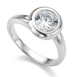 Splendido Anello Solitario Con Naturale Diamante Rotondo Incastonato A Lunetta 1.75 Ct