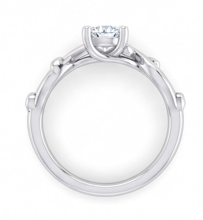 vero round diamante 1.75carati anello vista di profilo