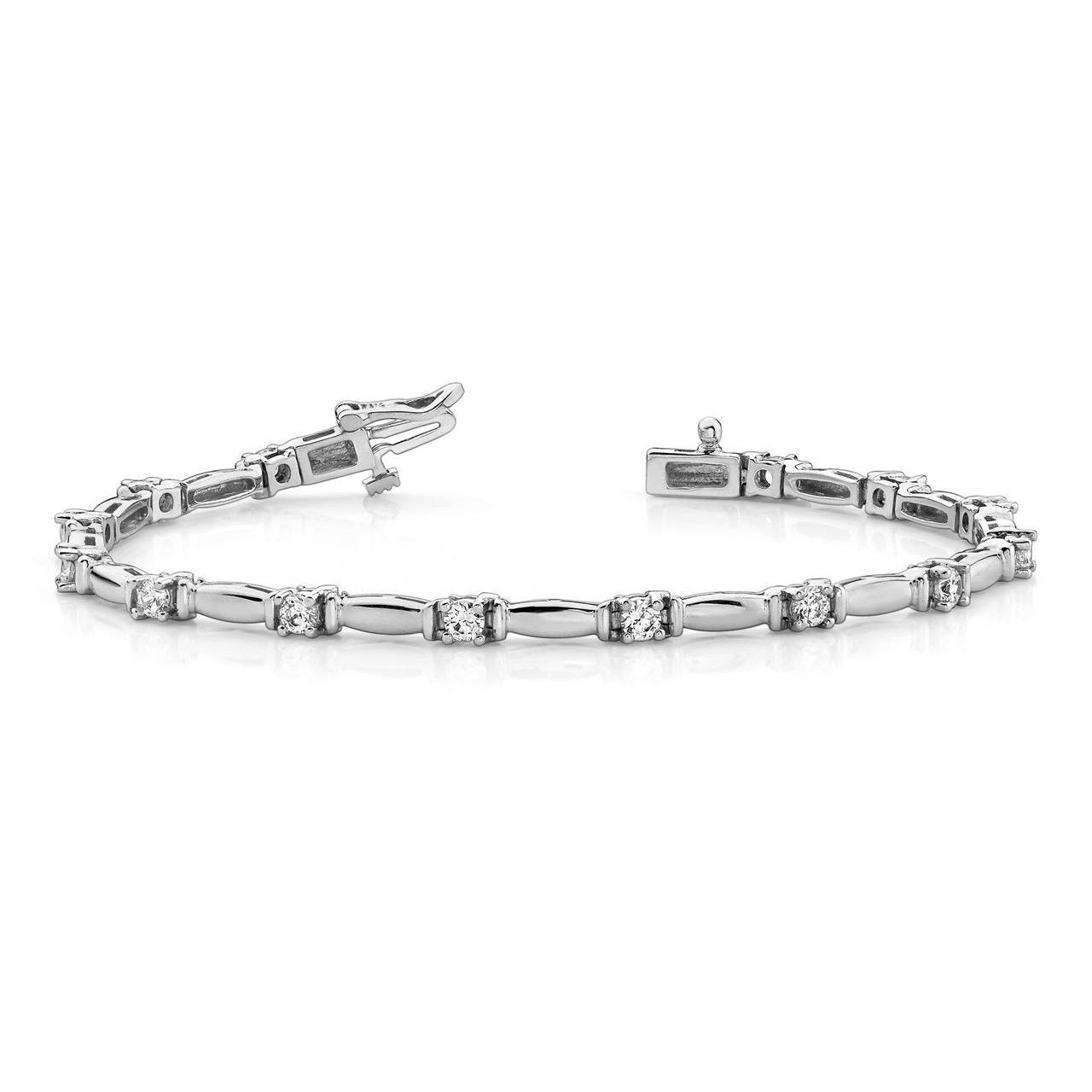 Splendido Bracciale Tennis In Oro Bianco 14K Con Naturale Diamanti Rotondi Da 2.10 Carati