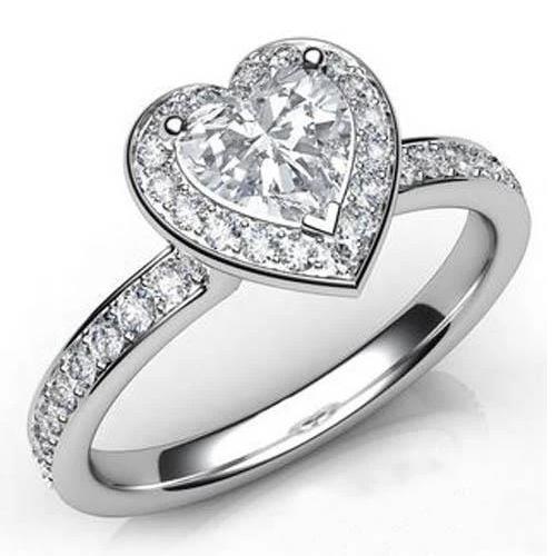Splendido Taglio A Cuore Con Naturale Diamante Rotondo Halo Ring 6.10 Carati Gioielli In Oro Bianco