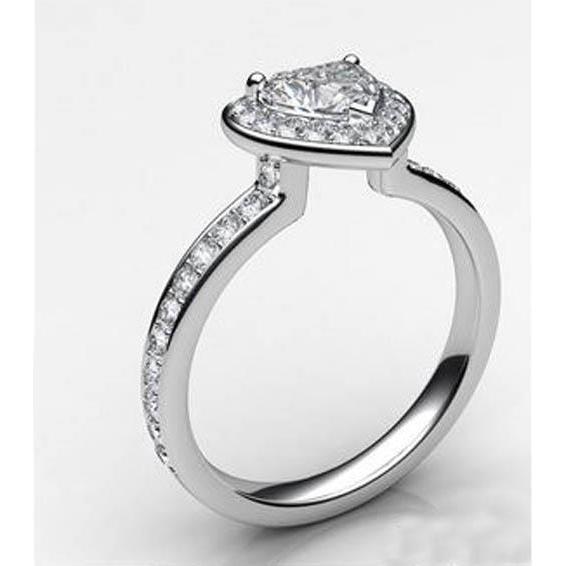 Splendido Taglio A Cuore Con Naturale Diamante Rotondo Halo Ring 6.10 Carati Gioielli In Oro Bianco