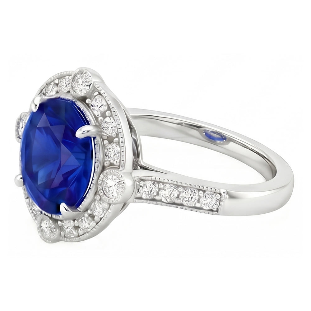 vero round diamante 5.60carati anello vista di profilo