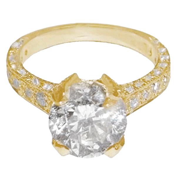 Splendido Anello Anniversario In Oro Giallo Da 3 Ct Con Naturale Diamante