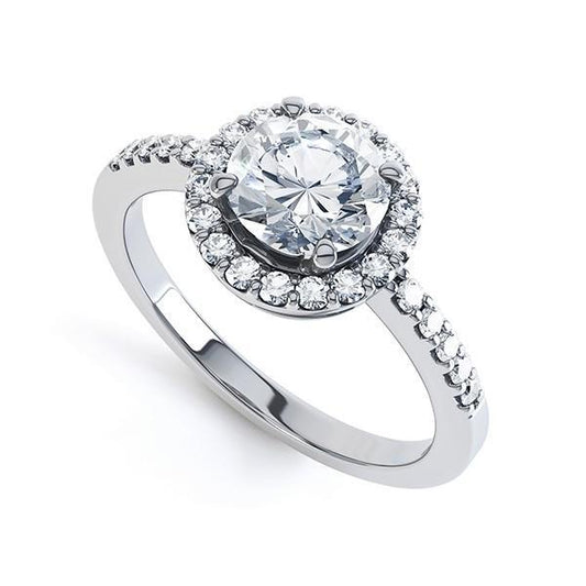 Splendido Anello Di Fidanzamento In Oro Bianco 14K Taglio Rotondo 3,40 Carati Con Naturale Diamanti