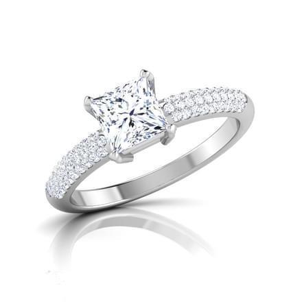 Splendido Anello In Oro Bianco 14K Con Naturale Diamante Taglio Rotondo E Principessa Da 3,20 Ct