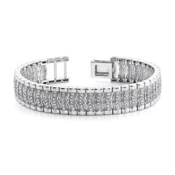 Splendido Bracciale Da Uomo Con Vero Diamanti A Taglio Rotondo In Oro Bianco 14K 10.80 Carati