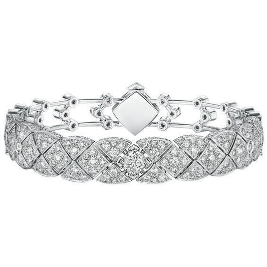Splendido Bracciale Rotondo Con Vero Diamanti In Oro Bianco Massiccio 14K 7 Carati