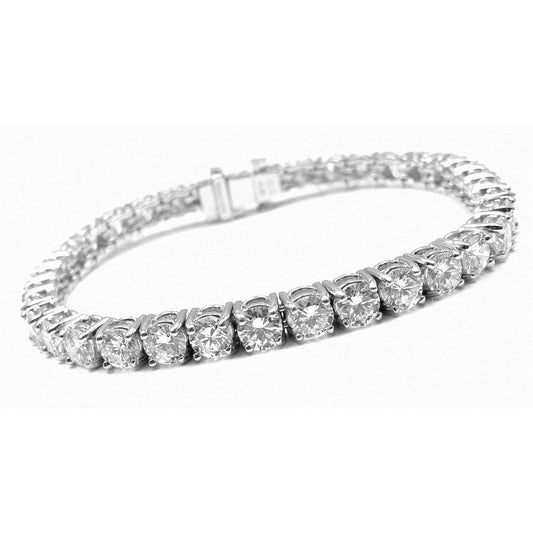 Splendido Bracciale Tennis Con Vero Diamanti Rotondi Gioielli In Oro Bianco 9 Carati