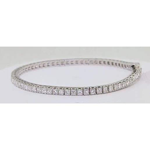Splendido Bracciale Tennis Da 7 Carati Con Naturale Diamanti Taglio Principessa In Oro 14K