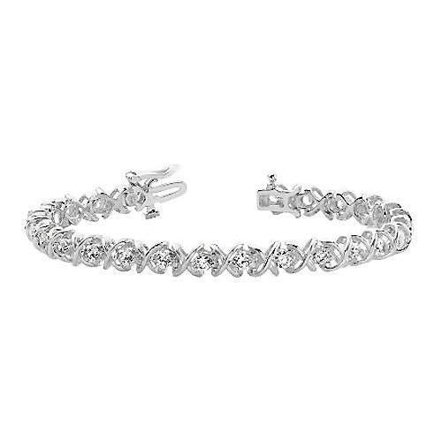 Splendido Bracciale Tennis Da Donna Con Genuino Diamanti Tondi In Oro Bianco 5 Carati