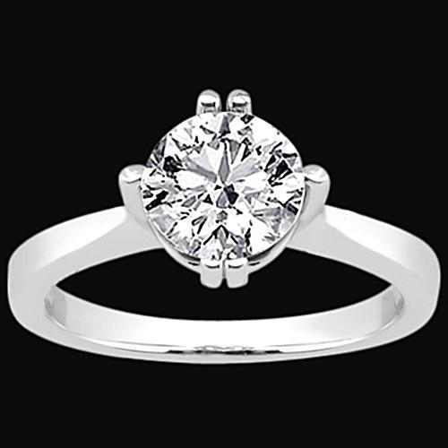 Splendido Genuino Diamante Rotondo Da 2 Carati Con Anello Solitario In Oro Bianco 14K Nuovo