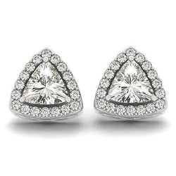 Splendido Orecchino A Forma Di Trilione E Taglio Rotondo Con Vero Diamanti Da 4,70 Ct