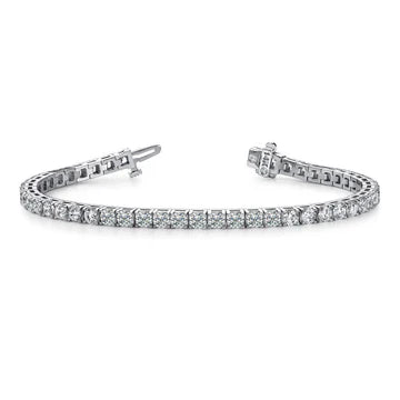 Splendido Oro Bianco Taglio Rotondo 6.72 Ct Vero Diamanti Lady Bracciale Tennis