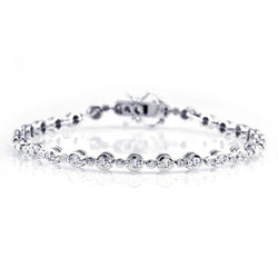 Splendido Taglio Rotondo Bracciale Tennis Oro Bianco 14K 4.20 Ct Vero Diamante
