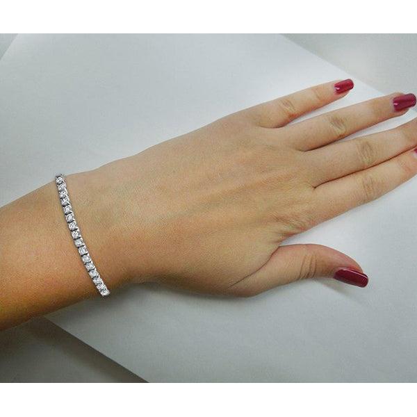 Splendido Bracciale Tennis Con Genuino Diamanti Rotondi 6 Carati In Oro Bianco 14K