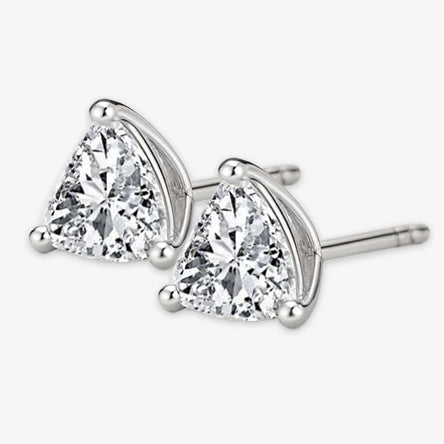 Splendido Orecchino Da Donna In Oro Bianco Con Naturale Diamante Taglio Trilliant 2 Carati