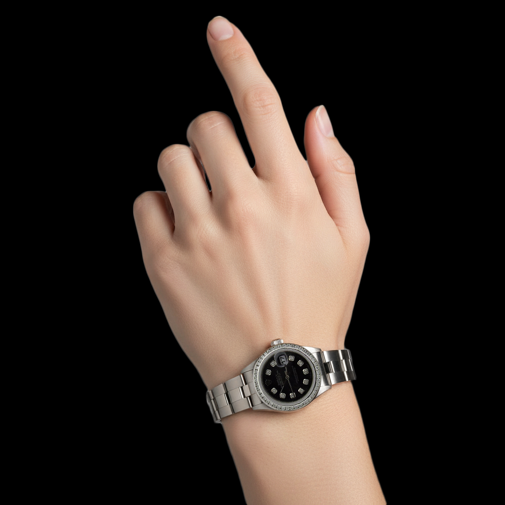 Splendido orologio da donna Rolex con data e bracciale ostrica P2