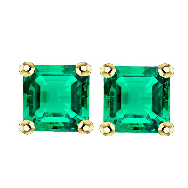 Smeraldo Colombiano Gemstone Earring 4-carati Oro Bicolore 14K – vista principale