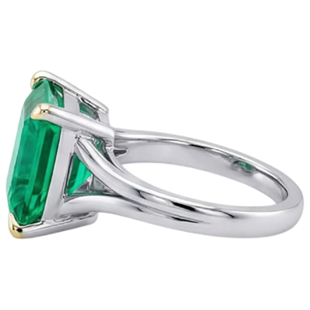 Smeraldo Anello con Pietra Preziosa 5-carati Oro Bicolore 14K – vista angolare