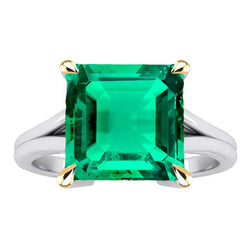 Taglio Smeraldo Smeraldo Anello con Pietra Preziosa in Oro