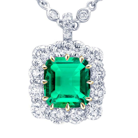 Pendente con Gemma Oro Bicolore 14K con Smeraldo Fine – vista principale