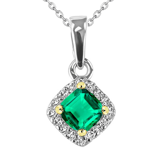 Smeraldo Fine Collana Pendente 2,50-carati Oro Bicolore 14K – vista principale