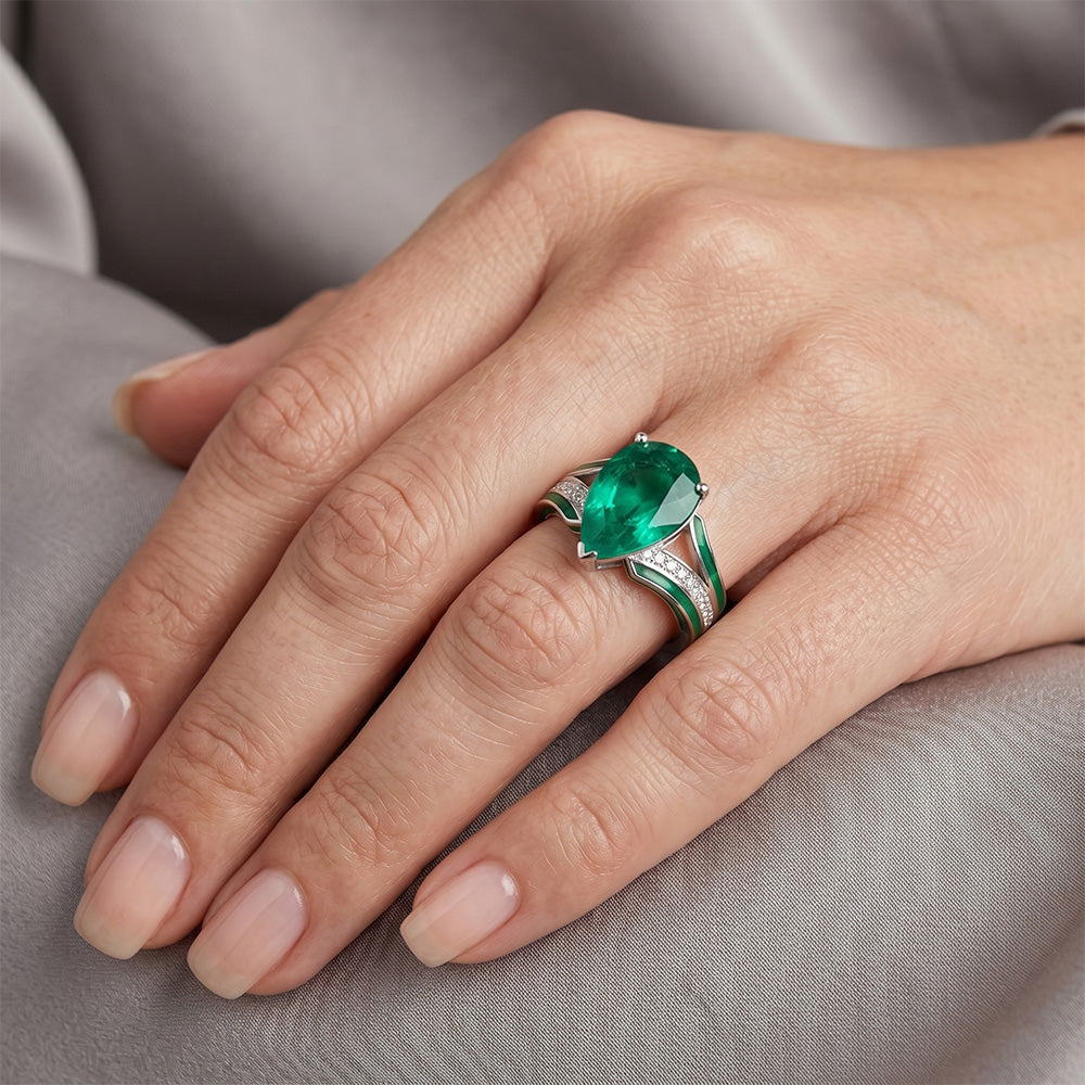 Squisito Smeraldo Fine Anello con Gemma 2,50 carati – Oro Bianco